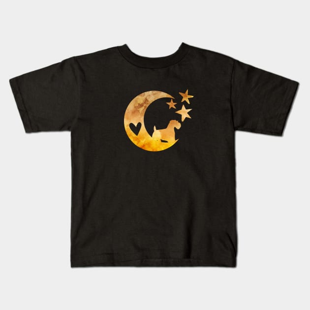 Sealyham Terrier Art Half Moon And Stars Kids T-Shirt by BittenByErmines
